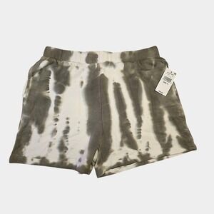 Sanctuary Women's Sunsoaker Fleece Lined Midi Shorts Green White S NWT